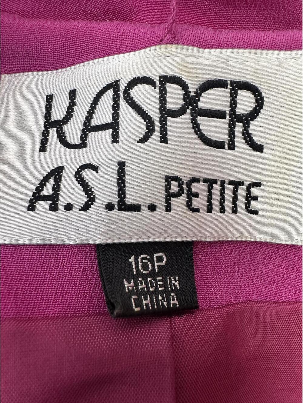 Sz 16P Kasper ASL Fuschia Pink Silk Suit Blazer Pencil Skirt Business - Picture 6 of 9